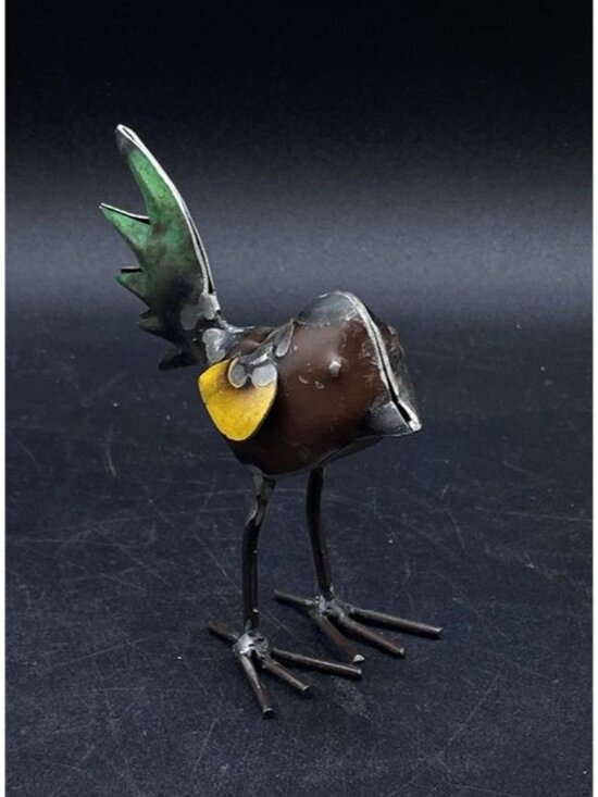 Other - Recycled Metal Mini Bird Sculpture 3.5” Tall Multicolor Welded Rustic